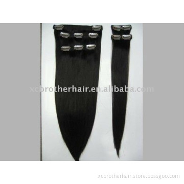 Superior quality wavy black clip in human hair extensions